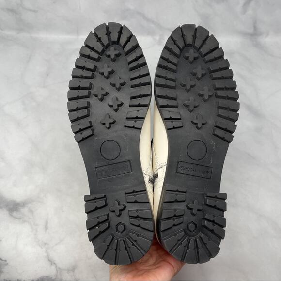 Rebecca Minkoff Janyi Chain Leather Platform Lace Up Ankle Bootie Boot White 8.5 - Picture 10 of 13